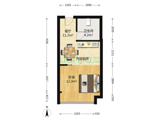 嘉兴总部商务花园 1室1厅1卫 48平方