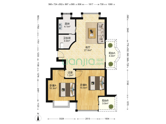 鸡山路 2室1厅1卫 74平方