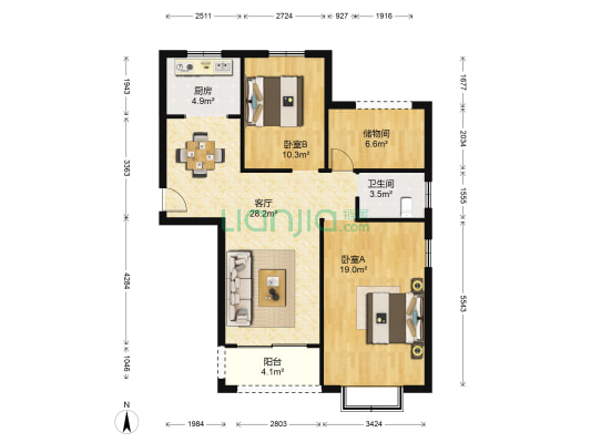 奥青城 2室1厅1卫 99平方