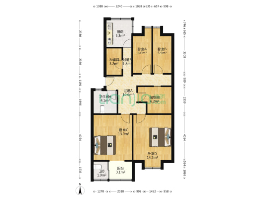 金兴苑 4室0厅2卫 98平方