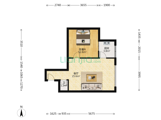 天成公寓 1室1厅1卫 96平方