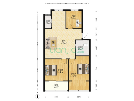绍兴文理学院风华苑 3室1厅1卫 93平方