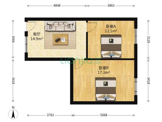 彭刘杨路239号 2室1厅0卫 66平方