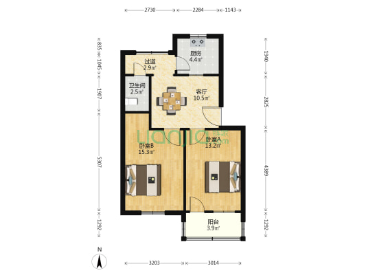市纺机厂宿舍 2室1厅1卫 68平方