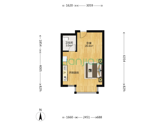 郦都花园 1室0厅1卫 44平方