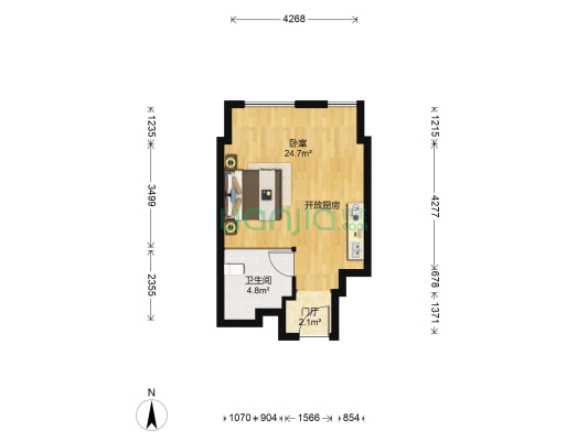 松江置嘉公寓 1室0厅1卫 54平方