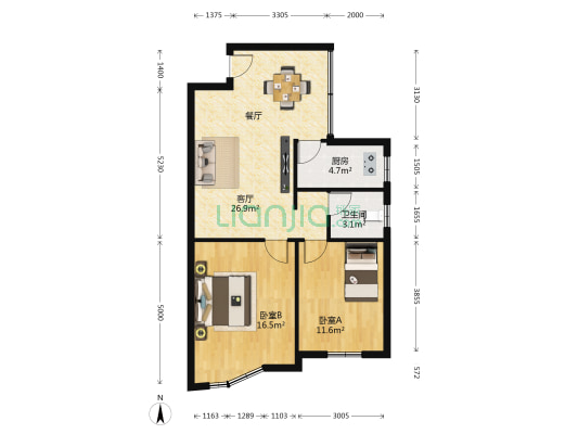 翠景花园 2室1厅1卫 80平方