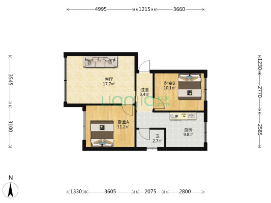 冬青巷43号 2室1厅1卫 69平方
