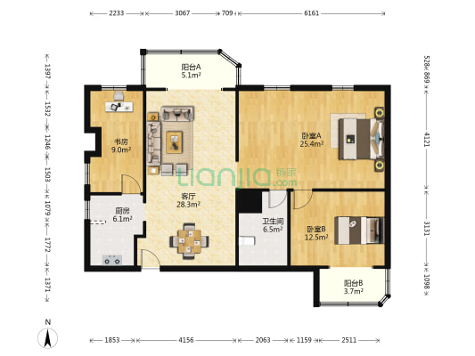 海信花苑 3室1厅1卫 141平方