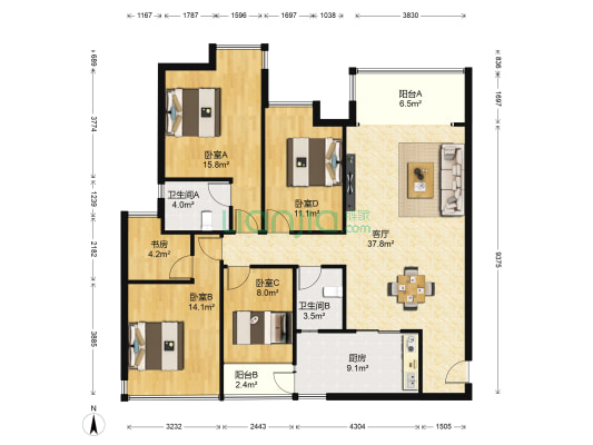 碧潭园珑玥 5室1厅2卫 143平方