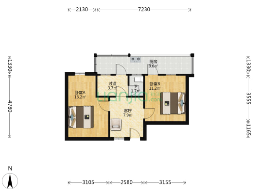 茶山路319号 2室1厅1卫 47平方
