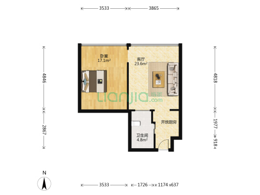 江湾298 1室1厅1卫 88平方