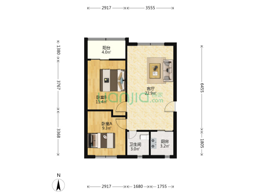 港莲北村 2室1厅1卫 72平方