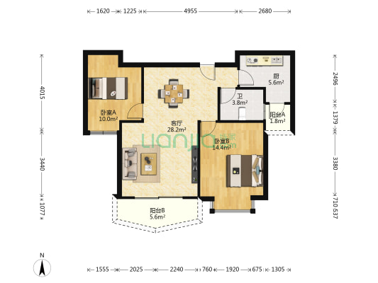 金城名座 2室1厅1卫 86平方