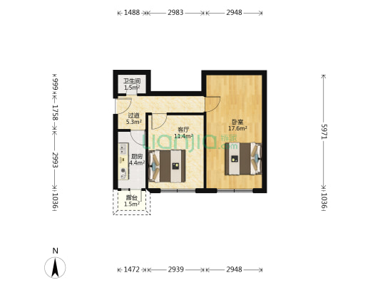 狮慈社区北区 1室1厅1卫 60平方