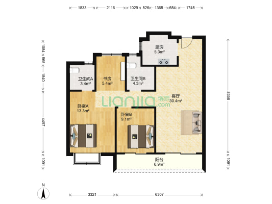 滨江诺德学府 3室1厅2卫 104平方