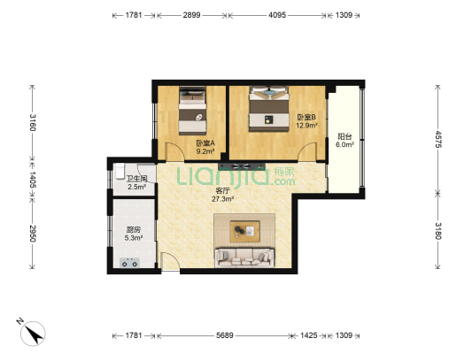 天虹花园 2室1厅1卫 79平方