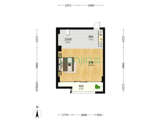 金泰公馆 1室0厅1卫 54平方