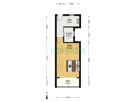 永安新村 1室0厅1卫 39平方