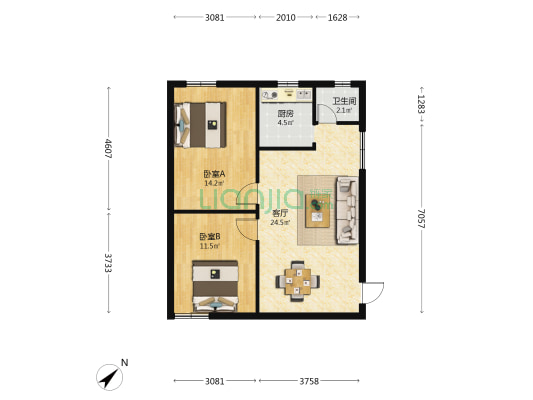 丰源商住楼 2室1厅1卫 75平方