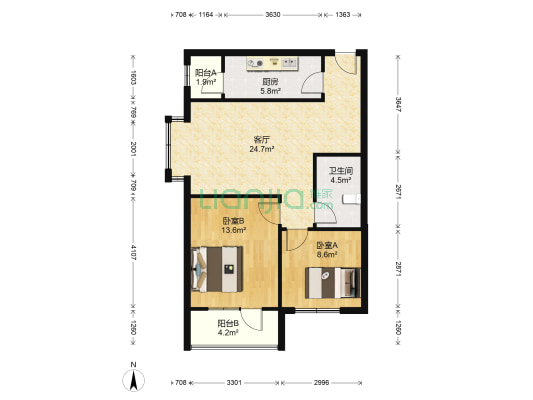 林景家园 2室1厅1卫 79平方