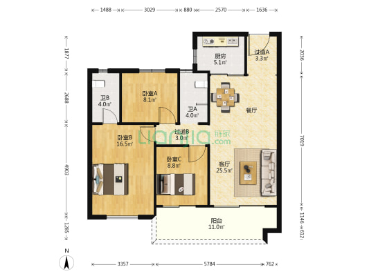 碧桂园江山赋 3室1厅2卫 112平方