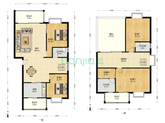 金源楼 4室1厅3卫 195平方
