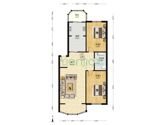 丽馨园 2室1厅1卫 117平方
