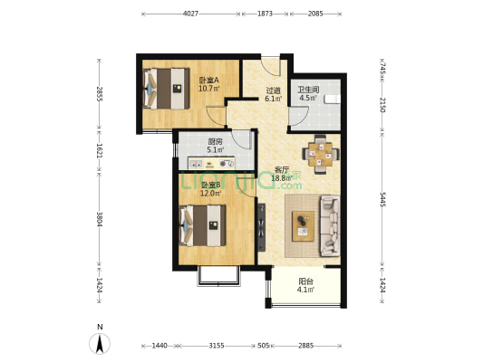 华普园三区 2室1厅1卫 88平方