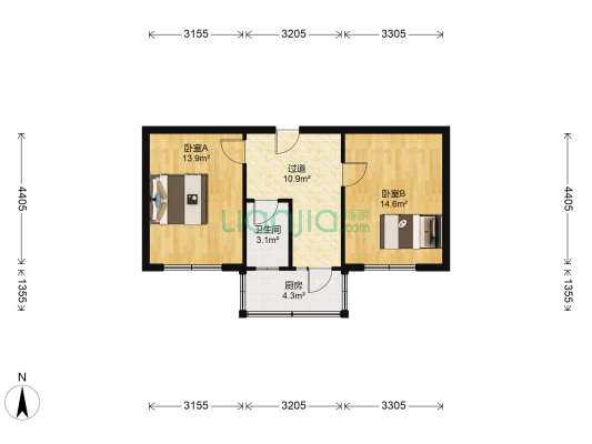 计生宣教中心宿舍 2室0厅1卫 58平方
