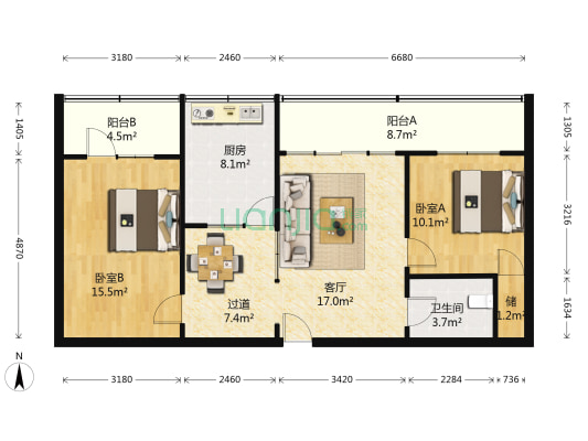银信嘉园 2室1厅1卫 98平方