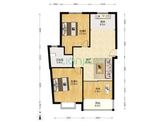 古桐五村 3室1厅1卫 97平方