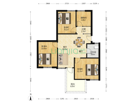 孙塘新村 3室1厅1卫 80平方