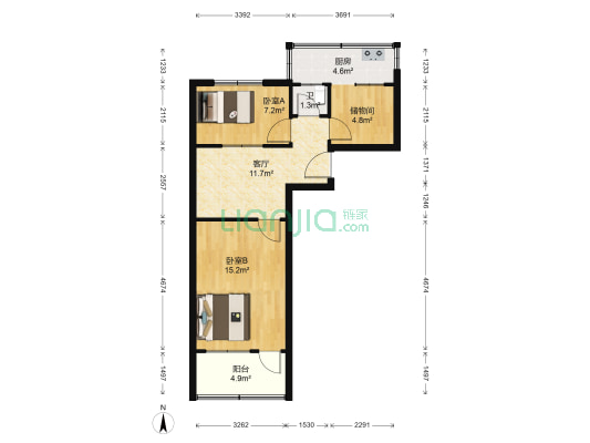 岱银集团职工宿舍区 2室1厅1卫 61平方