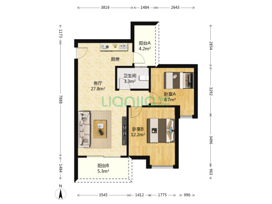 友田碧云轩 2室1厅1卫 71平方