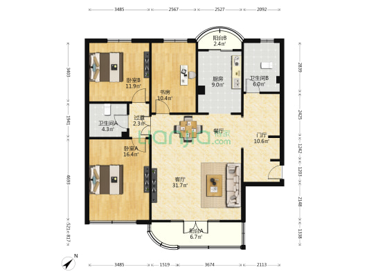 新陕公寓 3室1厅2卫 137平方