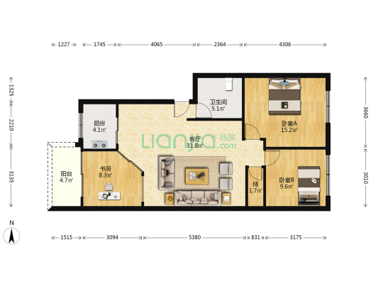 滨江大厦 3室1厅1卫 94平方