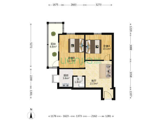 长江委刘家庙小区 2室1厅1卫 60平方