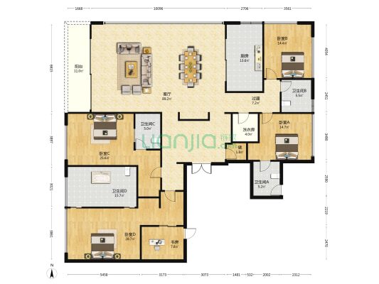 德信御临云峰 5室1厅4卫 339平方