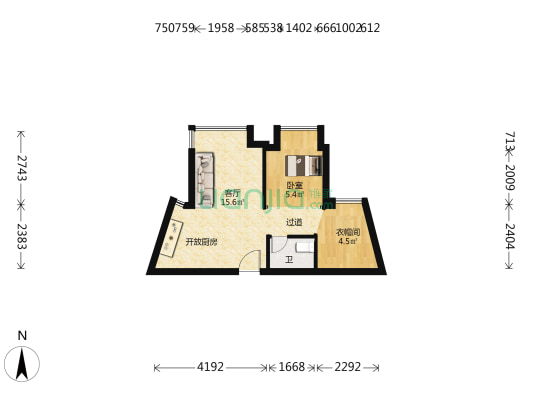 凯蓝锦伦华庭 1室1厅1卫 32平方