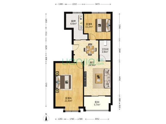 都市水乡水起苑 2室1厅1卫 99平方