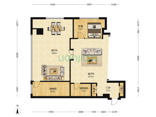 坤泽10里城 1室2厅0卫 125平方