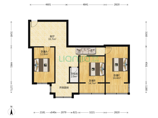 玉林南街6号 3室1厅1卫 85平方