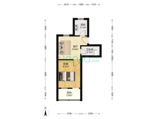 木庵小区 1室1厅1卫 37平方