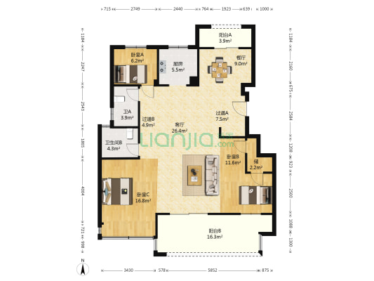 吉翔澜山 3室2厅2卫 120平方