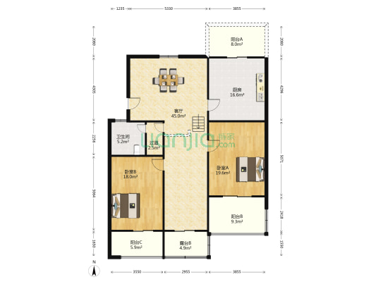 龙泉花园小区 2室1厅1卫 120平方