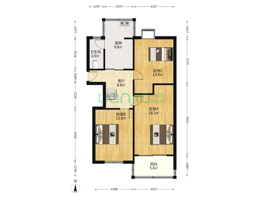 科院路7号 3室1厅1卫 84平方