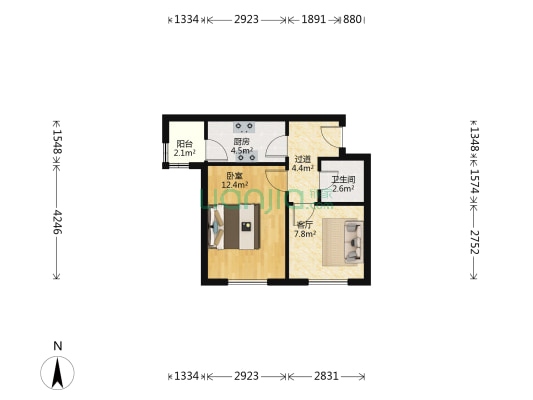 亲和康园 1室1厅1卫 52平方