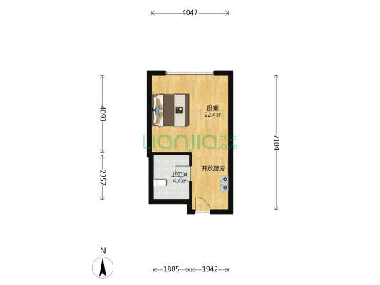 金陵中环 1室0厅1卫 44平方