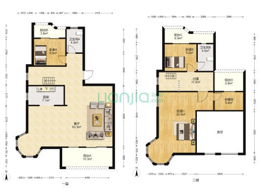 香榭丽墅 3室1厅2卫 191平方